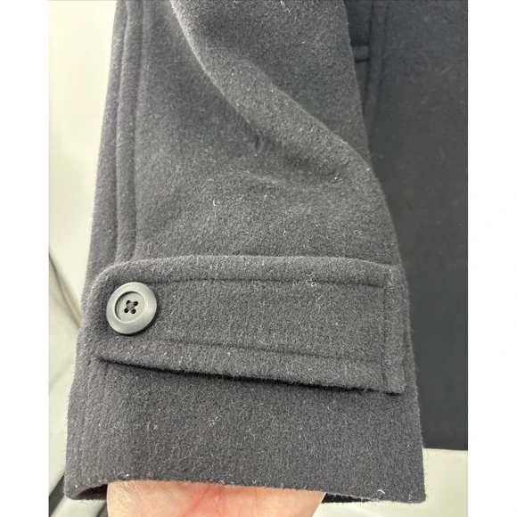 LL Bean Pea Coat Womens Plus 1X Bellandi Italian Soft Wool Insulated Black - Picture 2 of 12